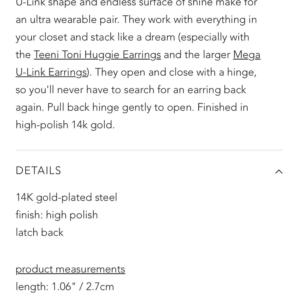 Jenny Bird Gold U-Link Rectangular Hoop Earrings - Picture 5 of 6